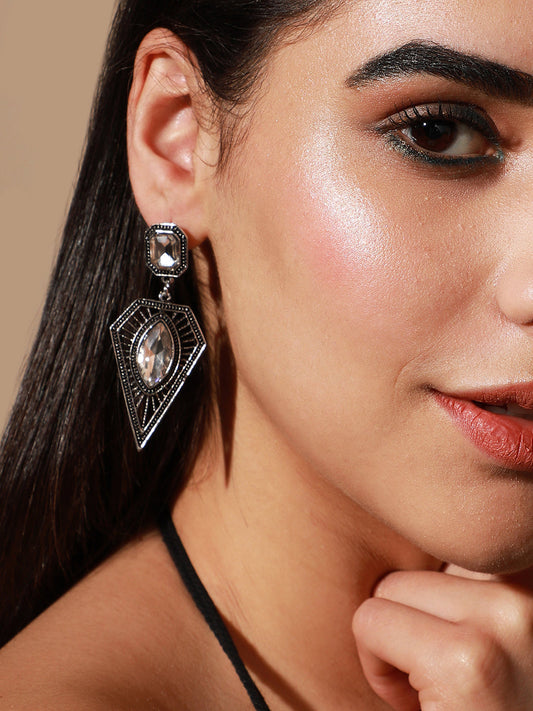 Silver Plated Designer Stone Party Drop Earring