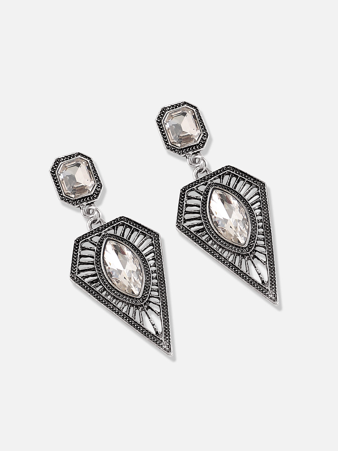 Silver Plated Designer Stone Party Drop Earring