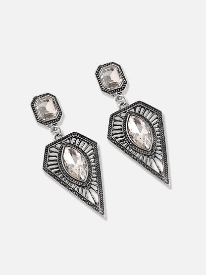 Silver Plated Designer Stone Party Drop Earring
