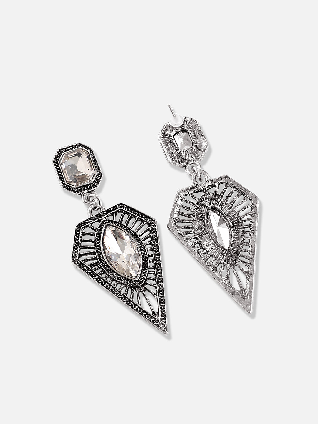 Silver Plated Designer Stone Party Drop Earring