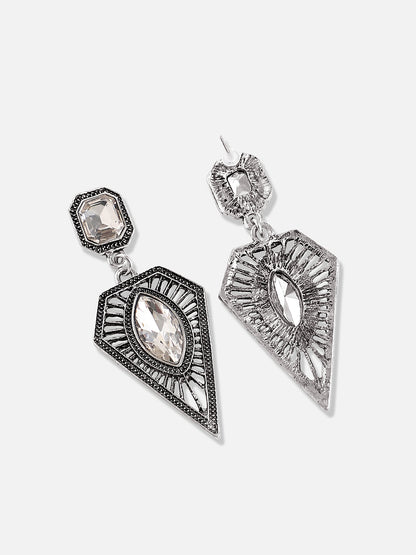 Silver Plated Designer Stone Party Drop Earring