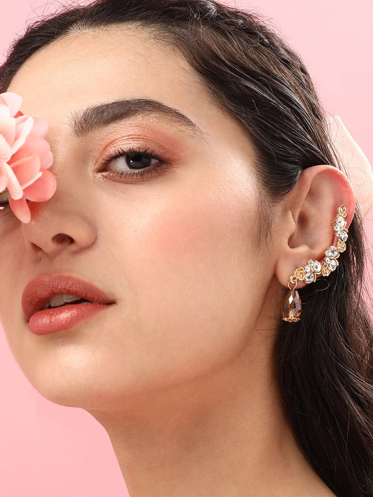 Gold Plated Designer Stone Casual Stud