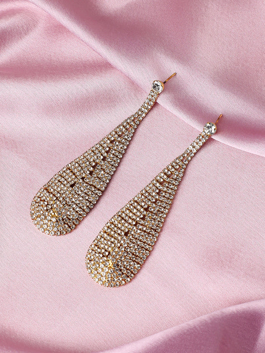 Gold Plated Designer Stone Party Drop Earring