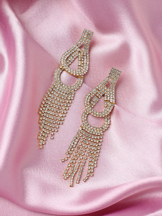 Gold Plated Designer Stone Party Drop Earring