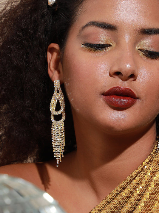 Gold Plated Designer Stone Party Drop Earring