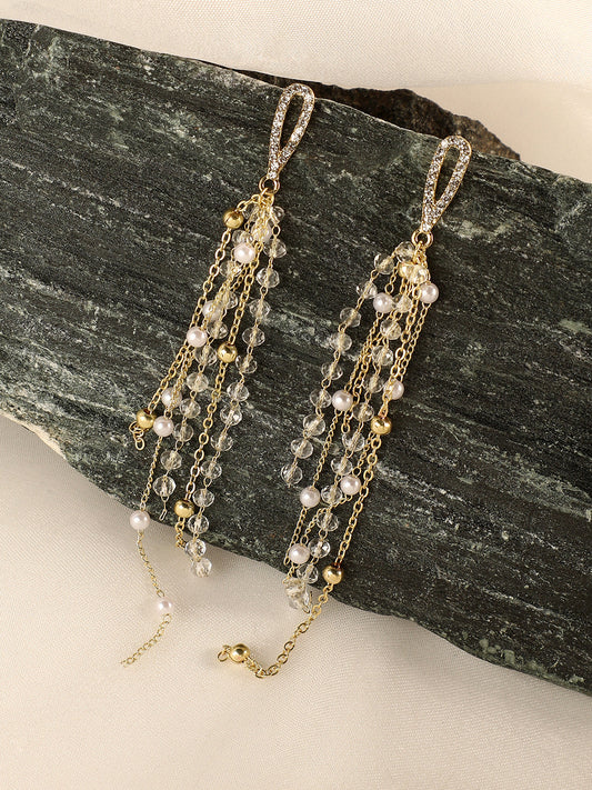 Gold-Plated Contemporary Drop Earrings
