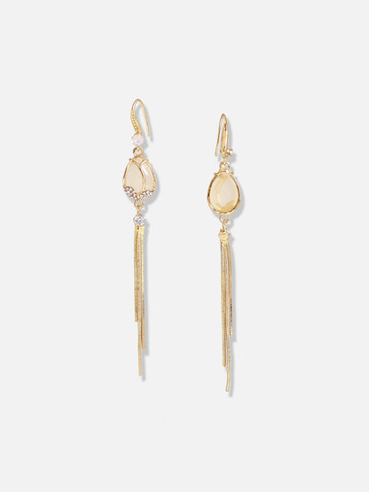 Gold Plated Designer Stone Casual Drop Earring