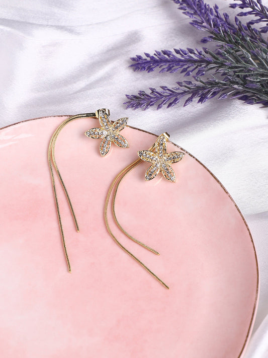Gold Plated Designer Stone Casual Drop Earring