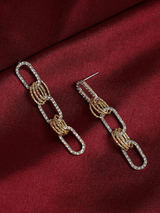 Gold Plated Designer Stone Casual Drop Earring