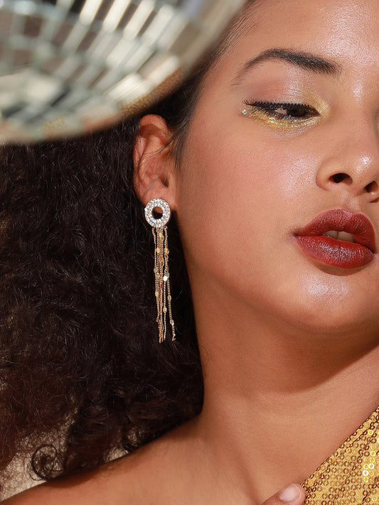 Gold Plated Designer Stone Party Drop Earring