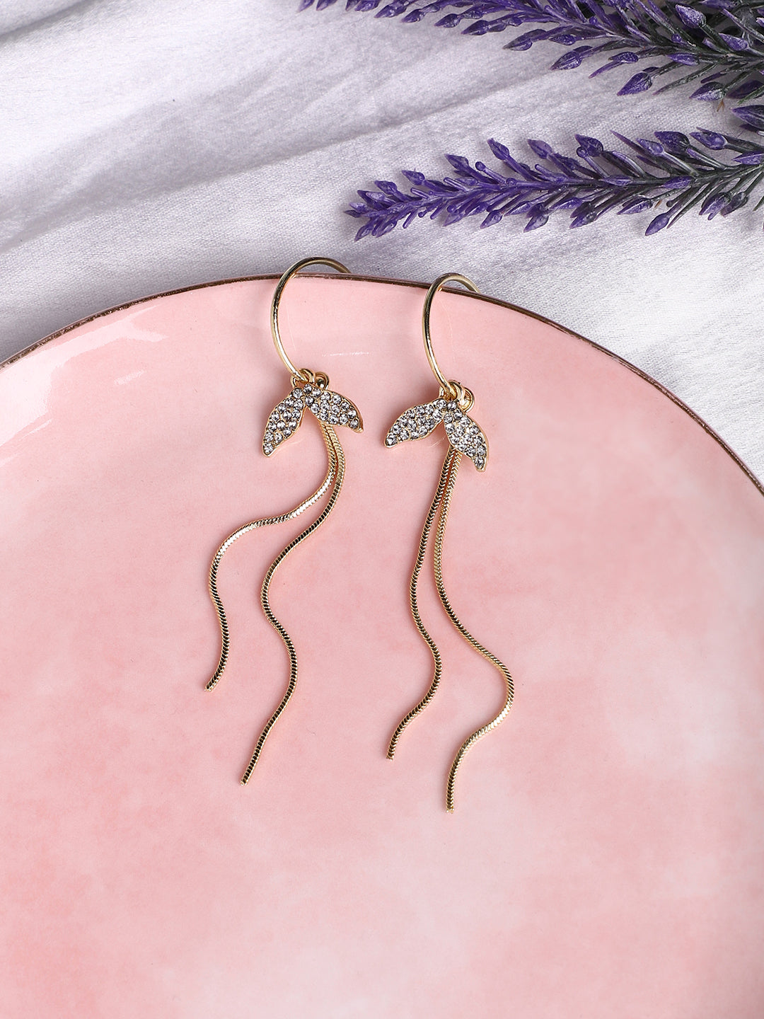 Gold Plated Designer Stone Casual Drop Earring