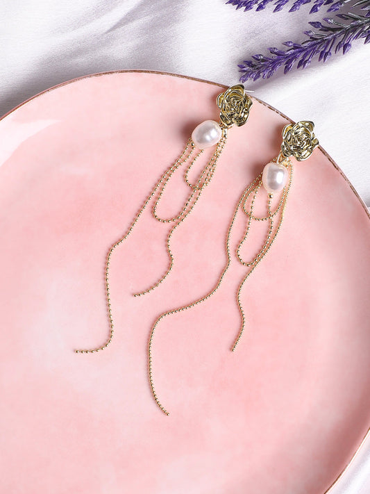 Gold Plated Designer Stone Casual Drop Earring