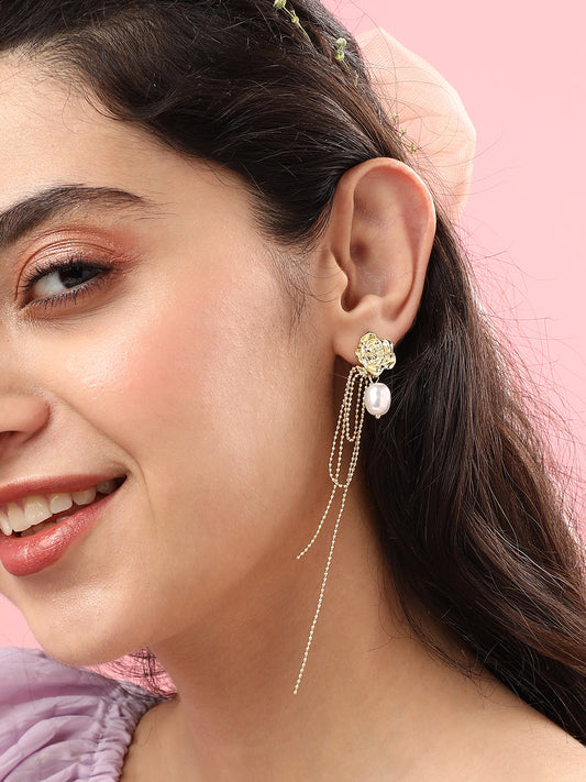 Gold Plated Designer Stone Casual Drop Earring