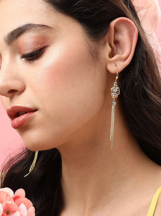 Gold Plated Designer Stone Casual Drop Earring