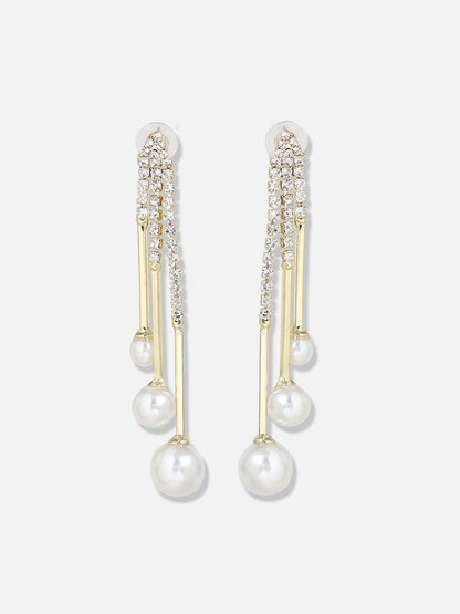 Gold Plated Pearls Party Drop Earring