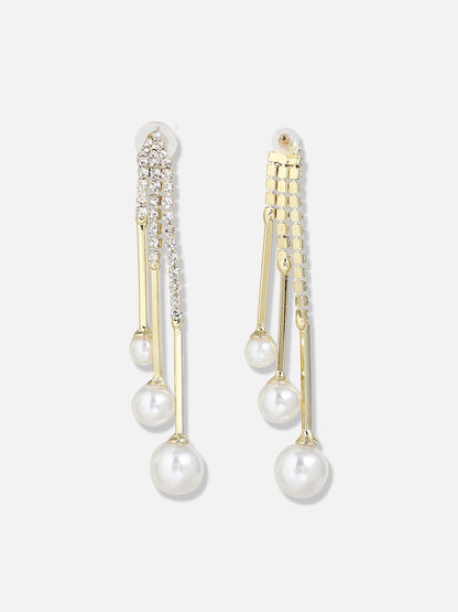 Gold Plated Pearls Party Drop Earring