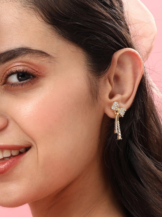 Gold Plated Designer Stone Casual Drop Earring