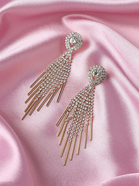 Silver Plated Designer Stone Party Drop Earring