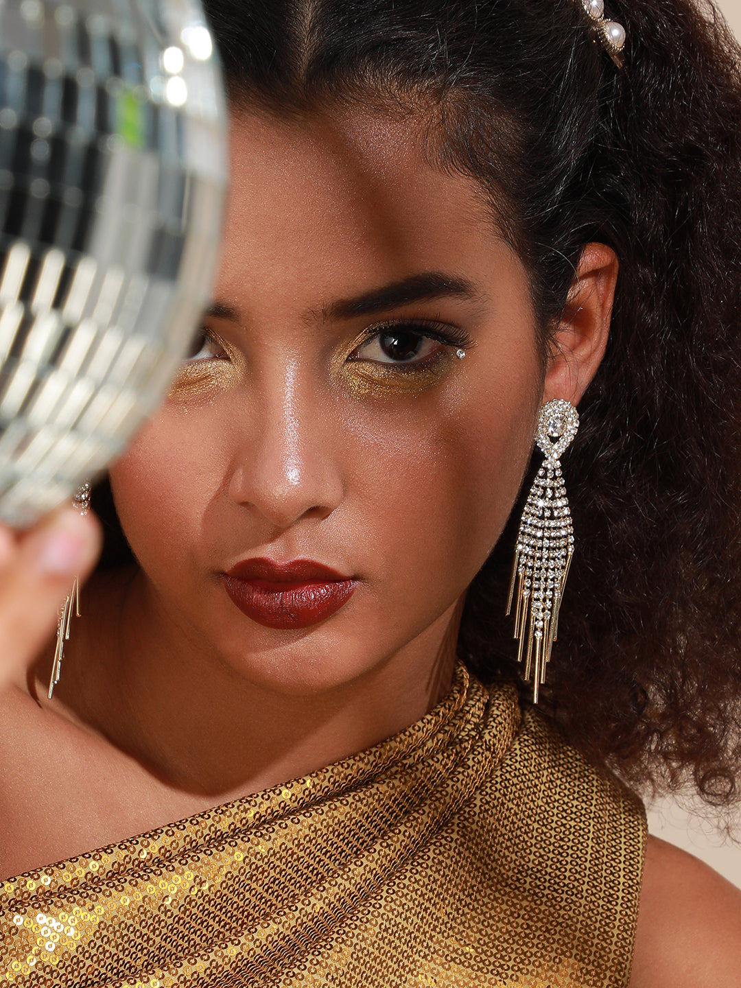 Silver Plated Designer Stone Party Drop Earring