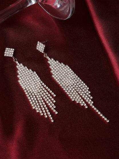 Silver Plated Designer Stone Party Drop Earring