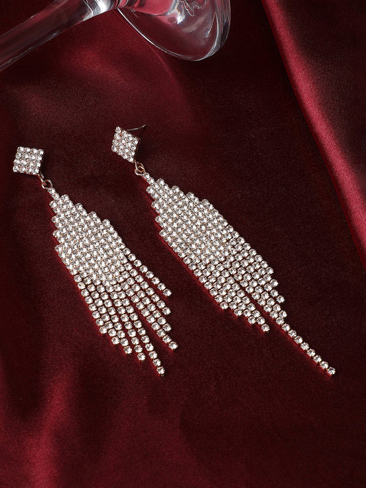Silver Plated Designer Stone Party Drop Earring