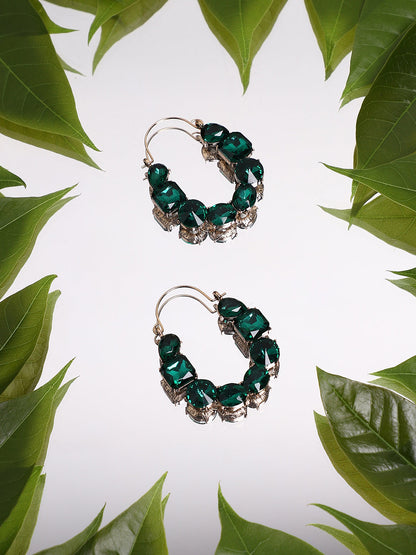 Gold Plated Designer Stone Casual Hoop Earring