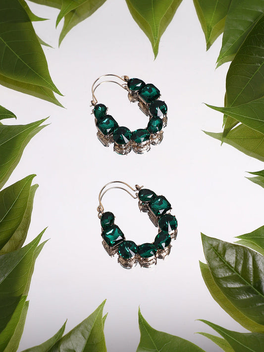 Gold Plated Designer Stone Casual Hoop Earring