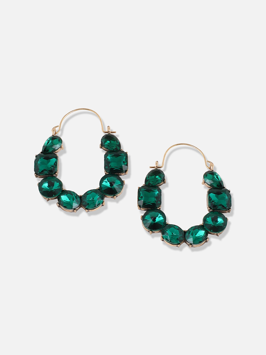 Gold Plated Designer Stone Casual Hoop Earring