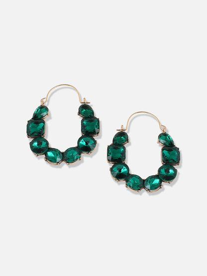 Gold Plated Designer Stone Casual Hoop Earring