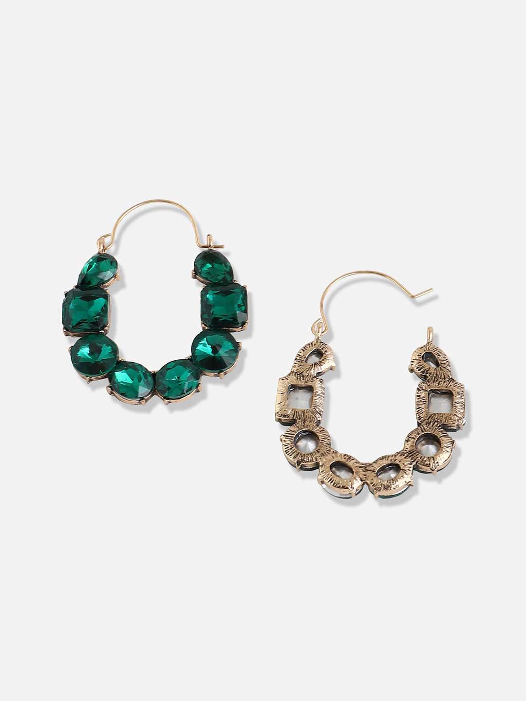 Gold Plated Designer Stone Casual Hoop Earring