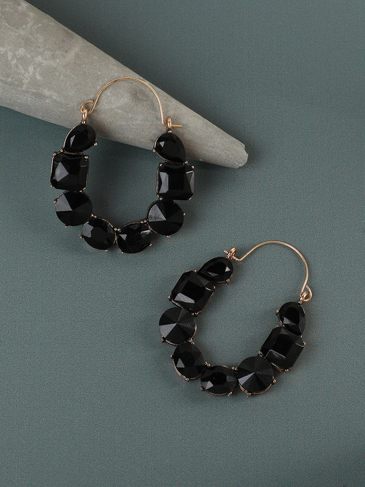 Gold Plated Designer Stone Casual Hoop Earring