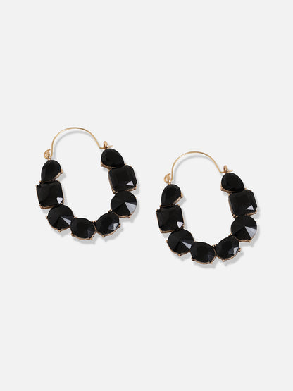 Gold Plated Designer Stone Casual Hoop Earring