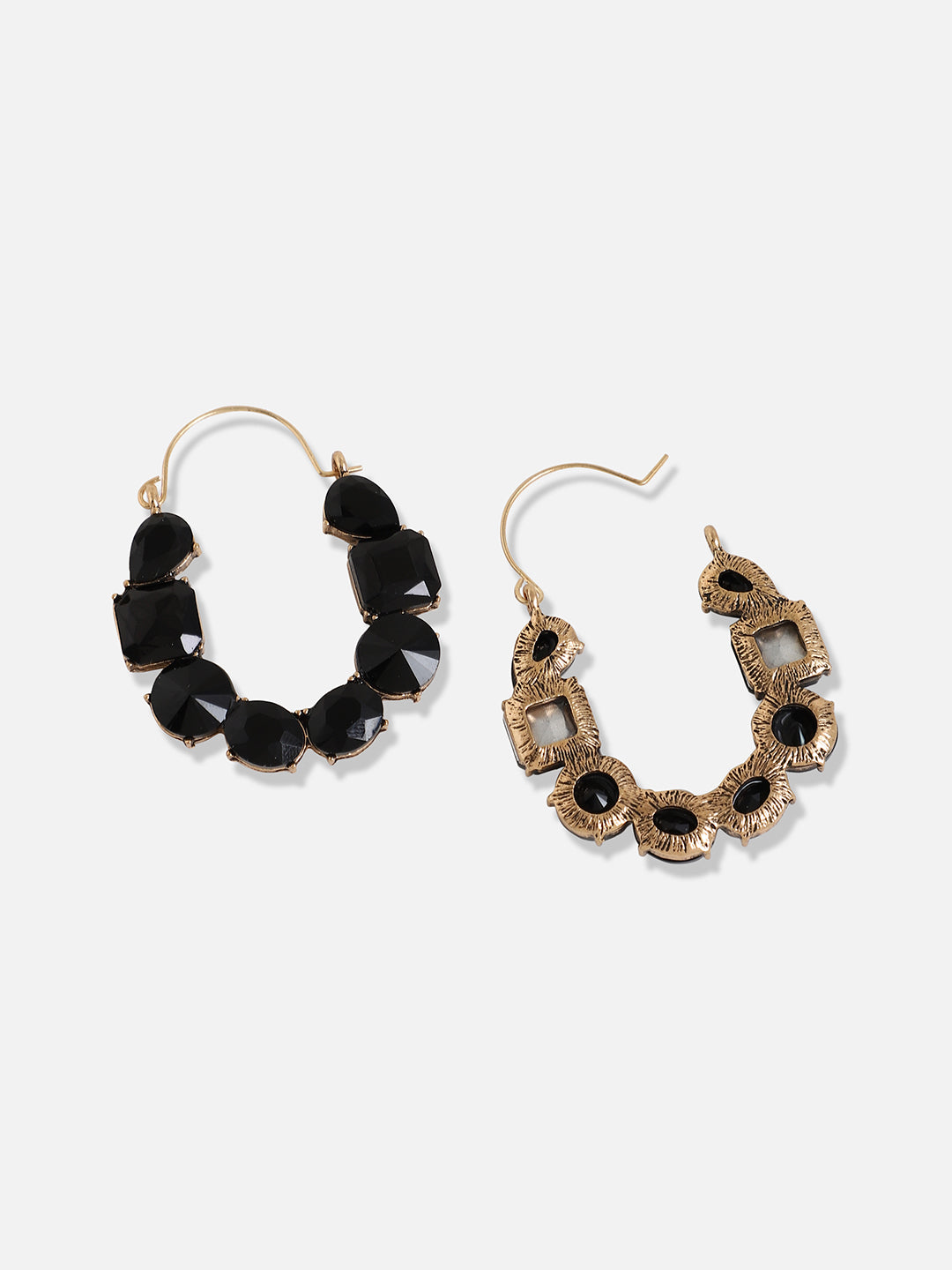 Gold Plated Designer Stone Casual Hoop Earring