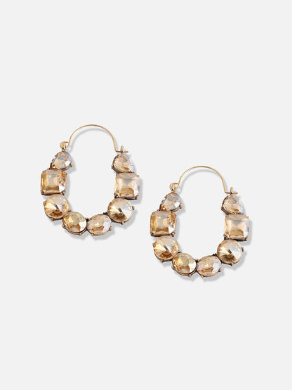Gold Plated Designer Stone Casual Hoop Earring