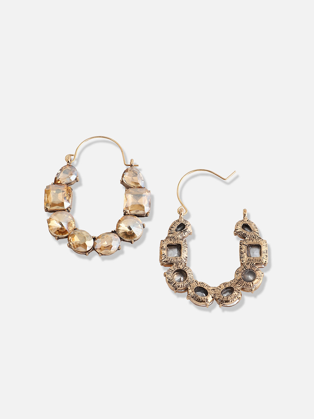 Gold Plated Designer Stone Casual Hoop Earring