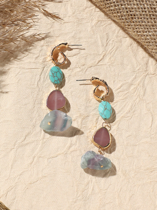 Gold Plated Designer Stone Casual Drop Earring