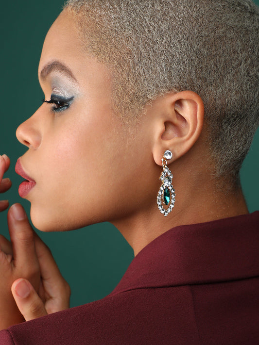 Silver Plated Designer Stone Party Drop Earring