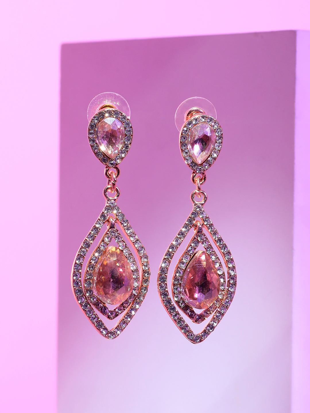 Gold Plated Designer Stone Casual Drop Earring