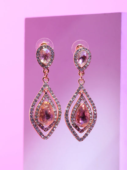 Gold Plated Designer Stone Casual Drop Earring