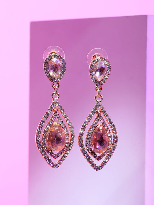 Gold Plated Designer Stone Casual Drop Earring