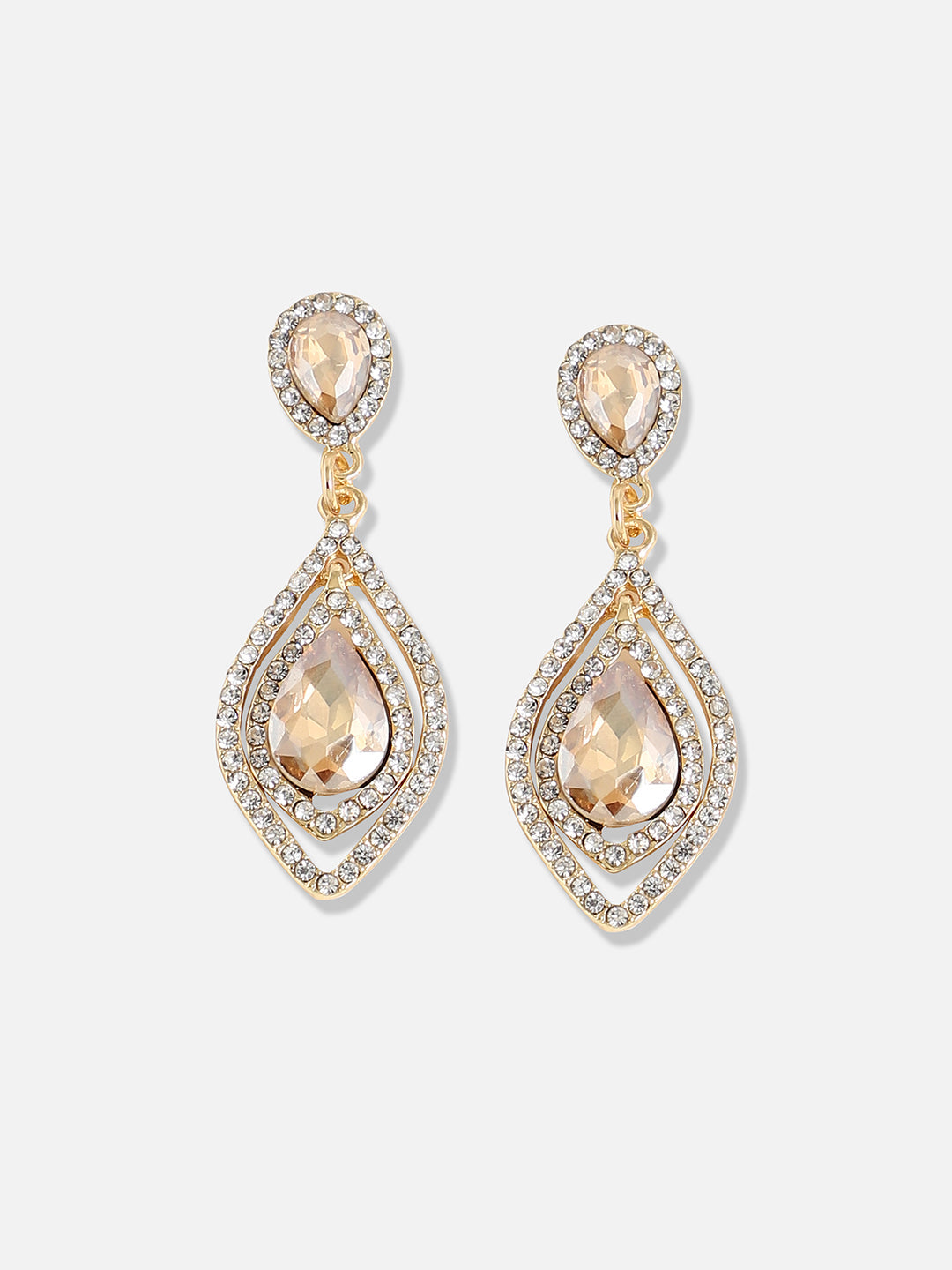 Gold Plated Designer Stone Casual Drop Earring
