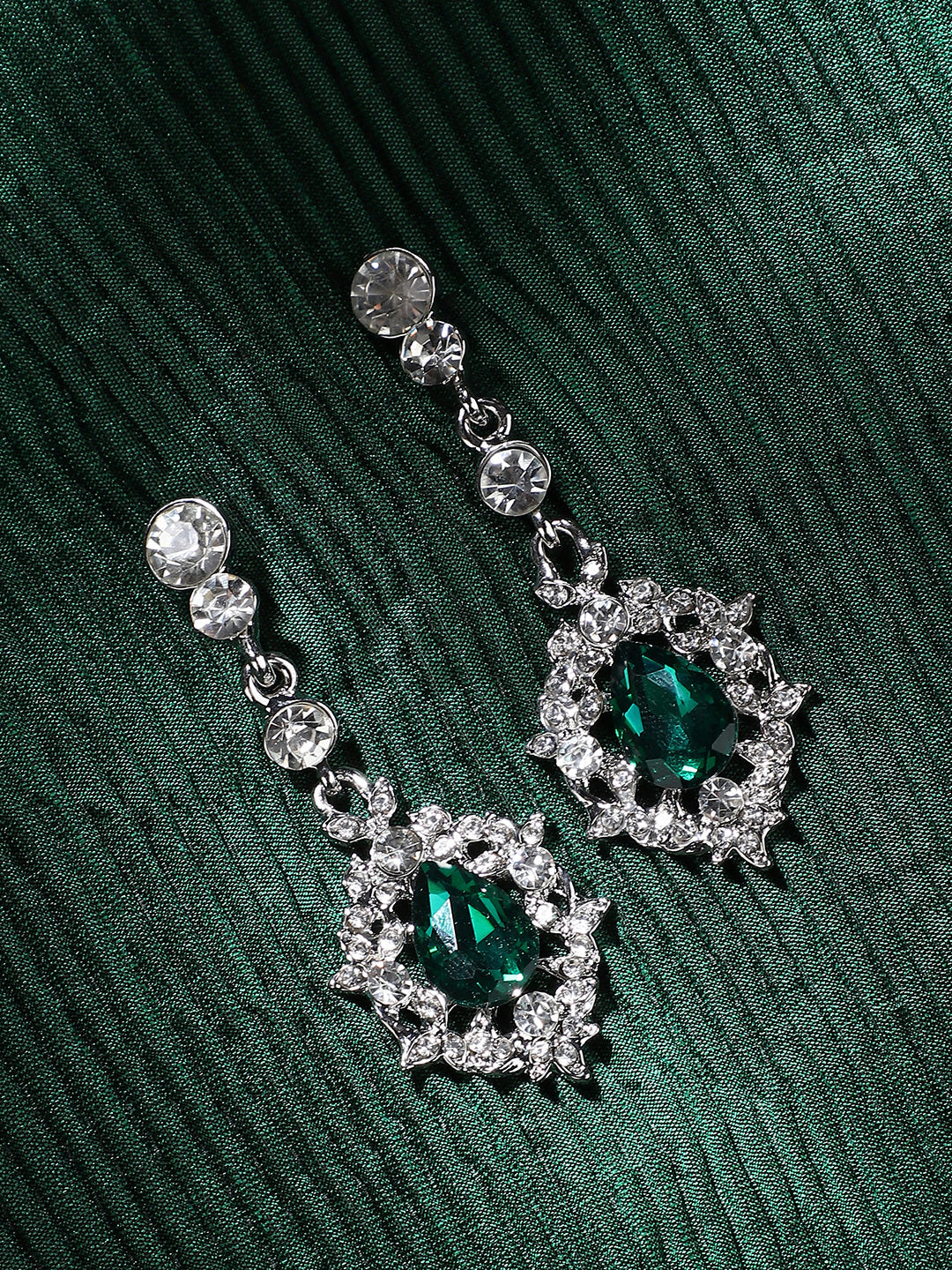 Silver Plated Designer Stone Party Drop Earring