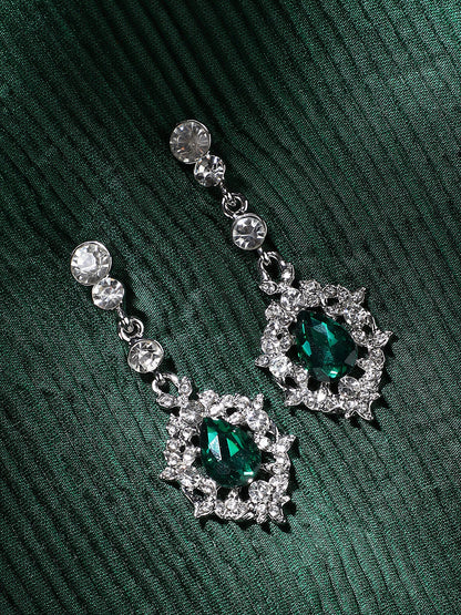 Silver Plated Designer Stone Party Drop Earring