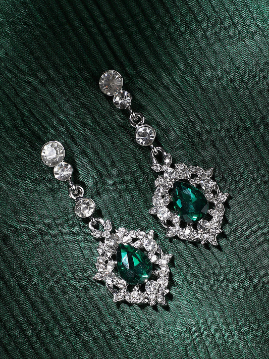 Silver Plated Designer Stone Party Drop Earring