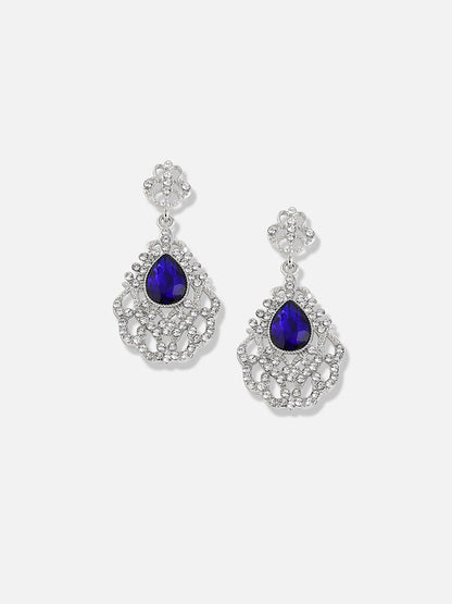 Silver Plated Designer Stone Party Drop Earring