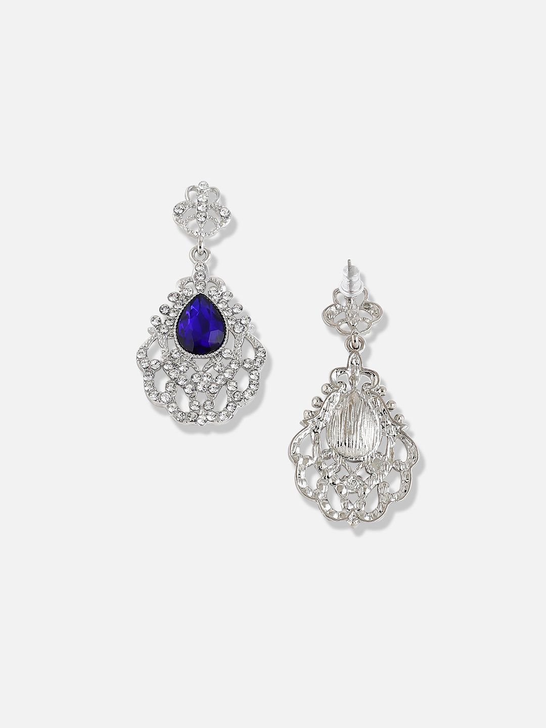 Silver Plated Designer Stone Party Drop Earring
