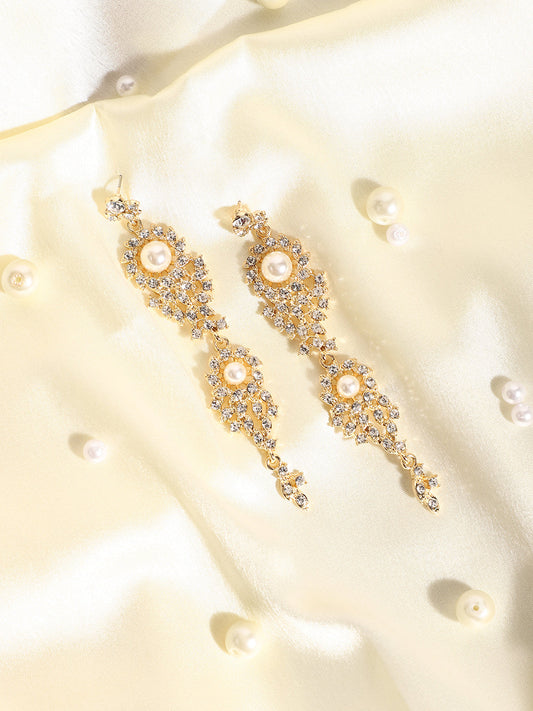 Gold Plated Designer Stone Party Drop Earring