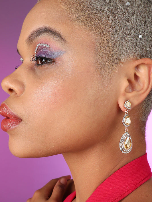 Gold Plated Designer Stone Party Drop Earring