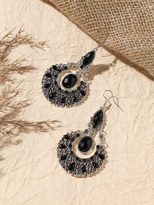 Silver Plated Designer Stone Party Drop Earring