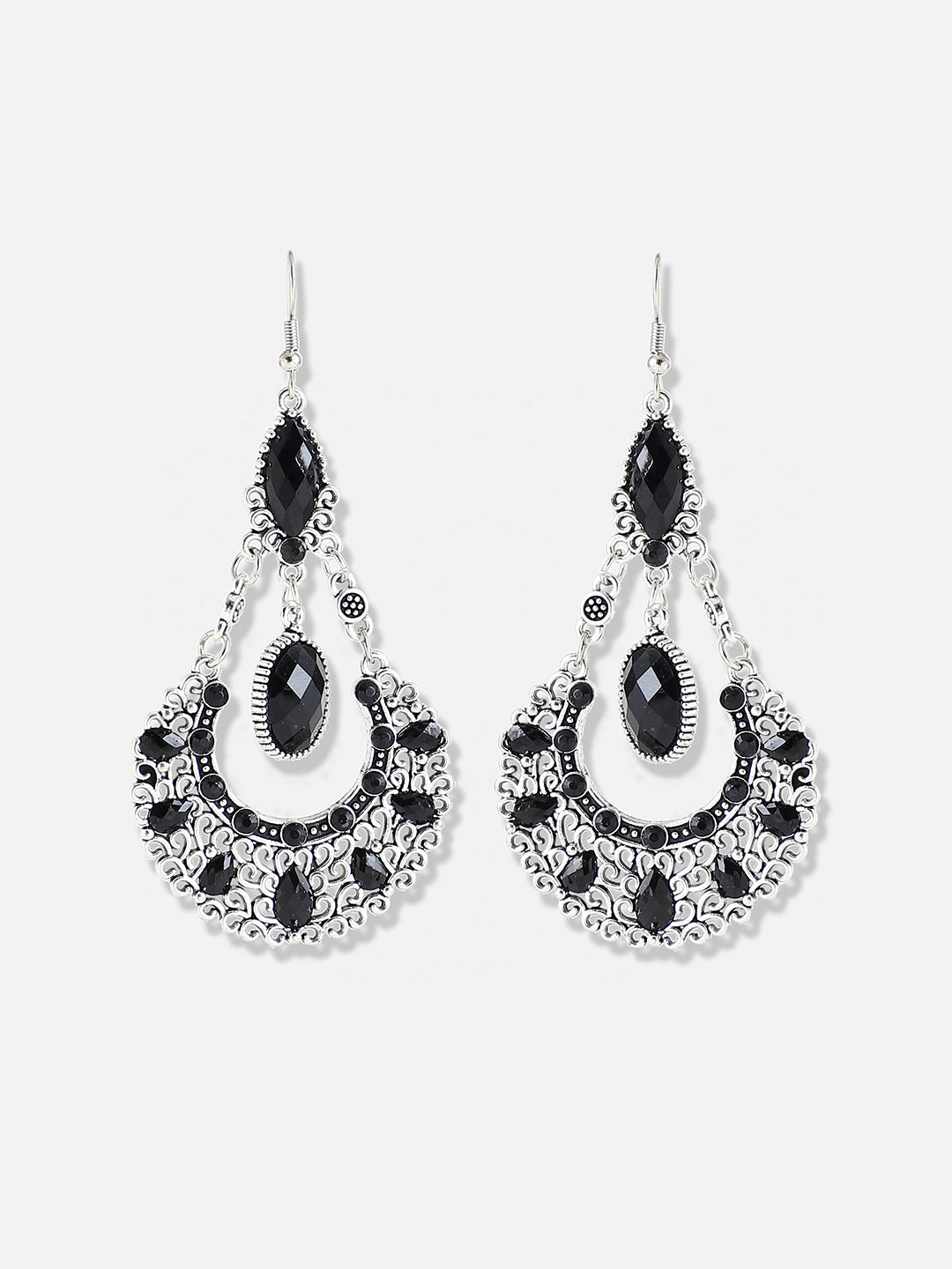 Silver Plated Designer Stone Party Drop Earring